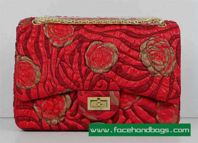 Chanel 2.55 Rose Handbag 50146 Gold Hardware-Red Gold